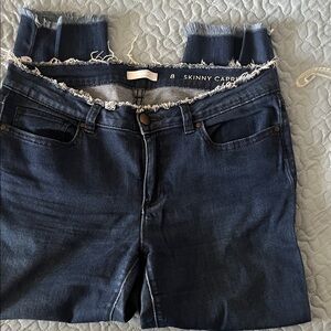 LC Lauren Conrad Navy Skinny Jeans with Frayed Hem